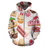 Cake Cupcake Sweets Pattern Zip Up Hoodie