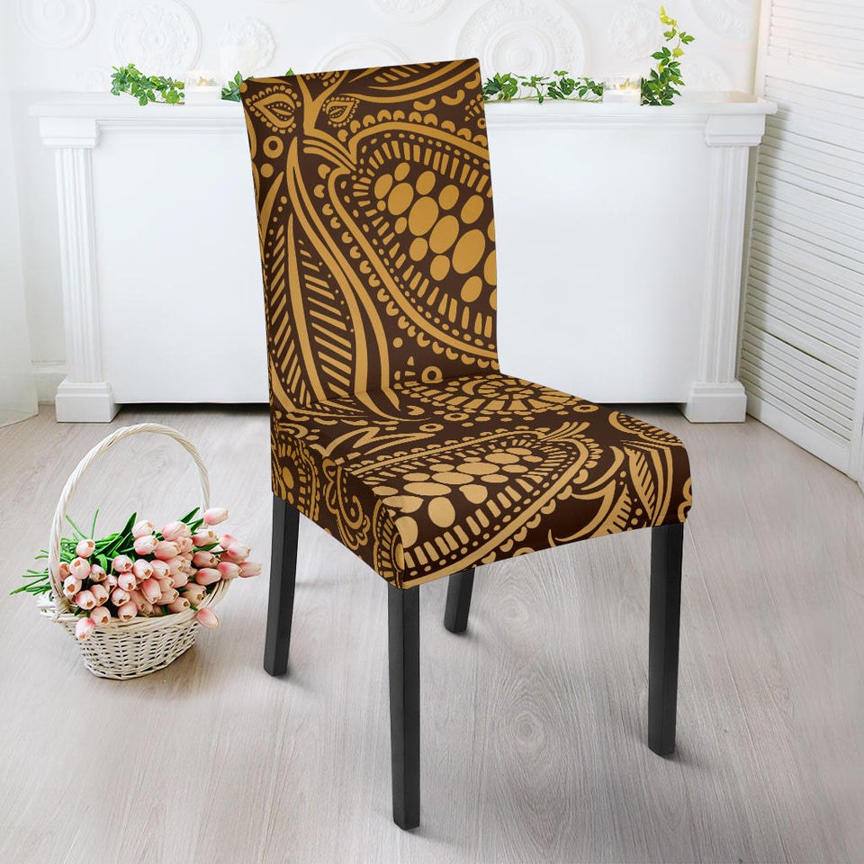 Cocoa Beans Tribal Polynesian Pattern Background Dining Chair Slipcover