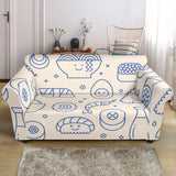 Cute Sushi Icon Pattern Loveseat Couch Slipcover