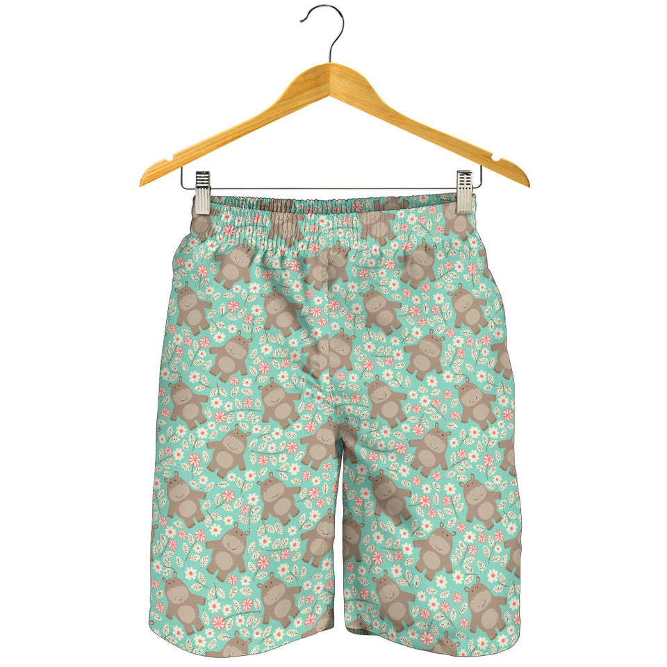 Hippopotamus Pattern Print Design 02 Men Shorts