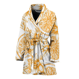 Hand Drawn Orange Fruit Pattern Women'S Bathrobe