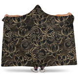 Luxurious Gold Lotus Waterlily Black Background Hooded Blanket