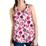 pink sketch tulip pattern Women Racerback Tank Top