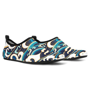 Japanese Wave Pattern Aqua Shoes