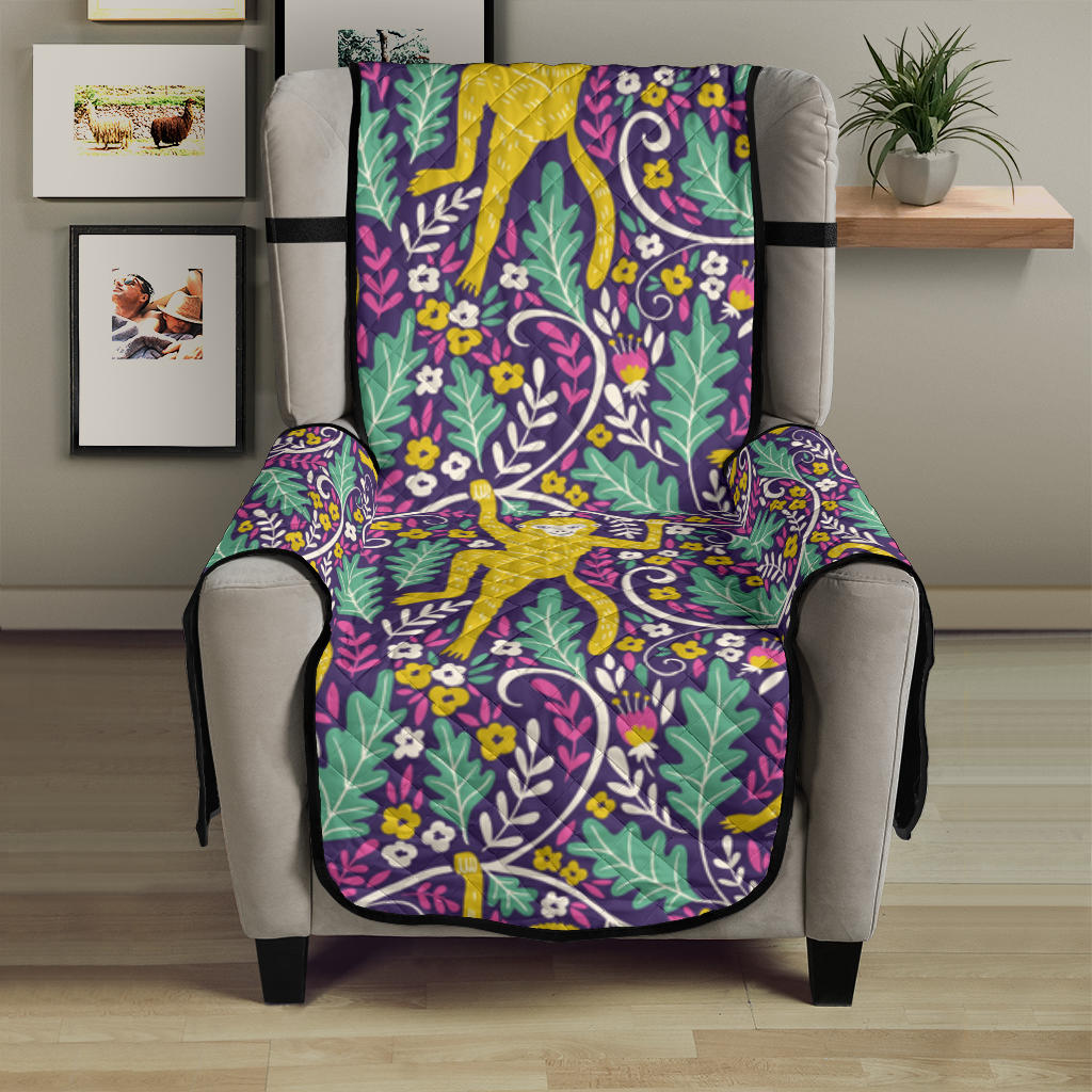 Cute yellow monkey leaves pattern Chair Cover Protector