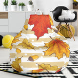 Maple Leaf Oak Leaf Acorns Beige Striped Background Bean Bag Cover