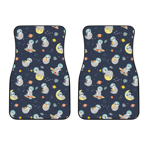 Cute Sloth Astronaut Star Planet Rocket Pattern Front Car Mats