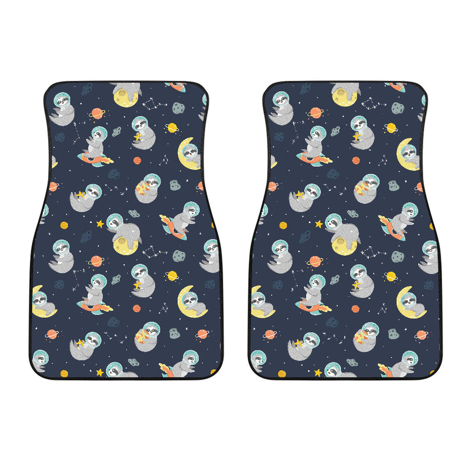 Cute Sloth Astronaut Star Planet Rocket Pattern Front Car Mats