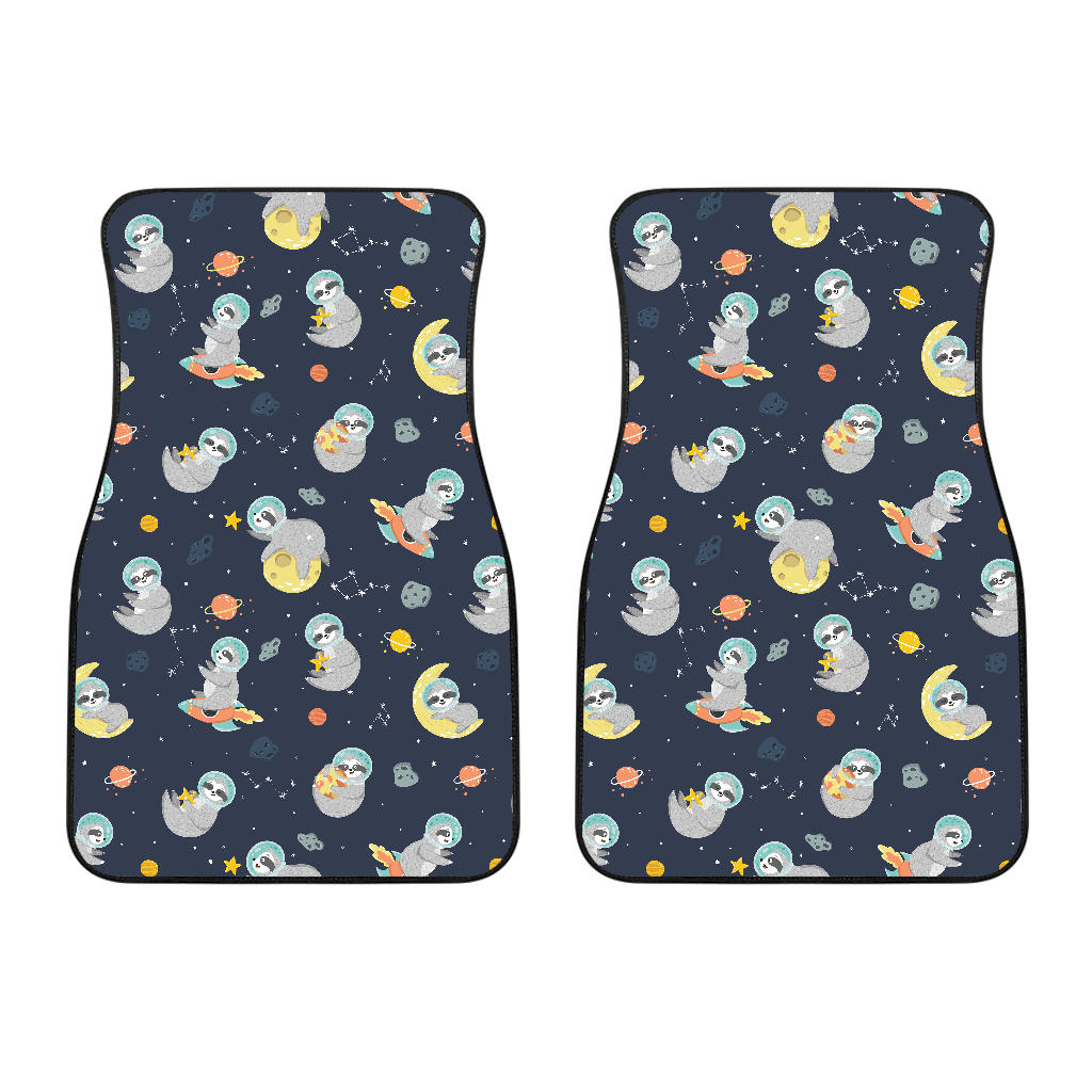 Cute Sloth Astronaut Star Planet Rocket Pattern Front Car Mats