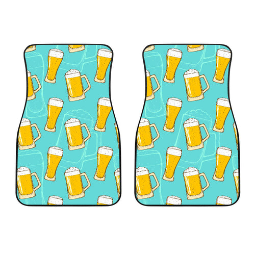 Beer Pattern Green Background  Front Car Mats