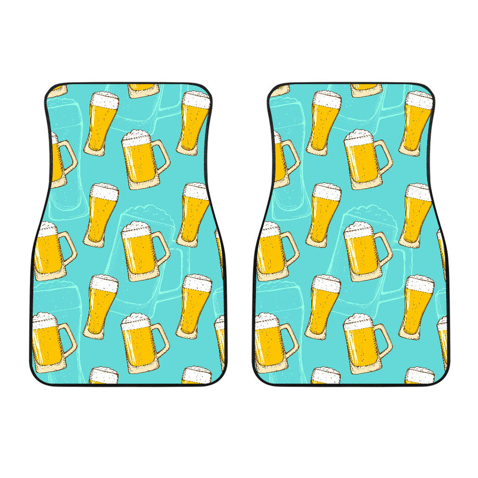 Beer Pattern Green Background  Front Car Mats