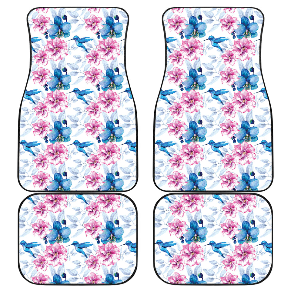 Hummingbird Pattern Print Design 02 Front and Back Car Mats