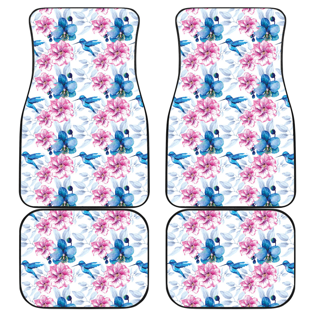 Hummingbird Pattern Print Design 02 Front and Back Car Mats