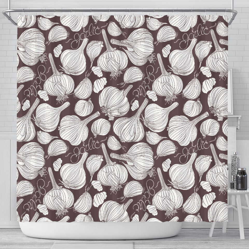 Garlic Bulb Dark Background Shower Curtain Fulfilled In US