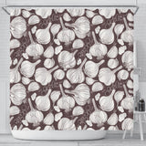 Garlic Bulb Dark Background Shower Curtain Fulfilled In US