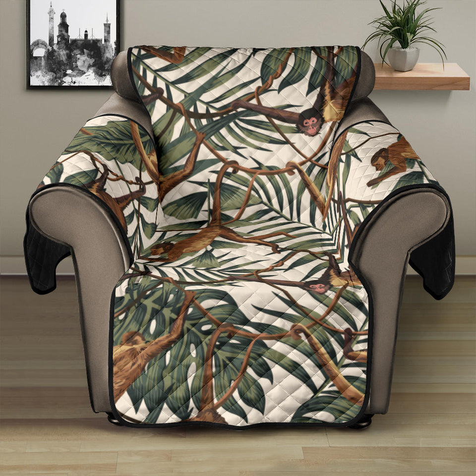 Monkey tropical leaves background Recliner Cover Protector