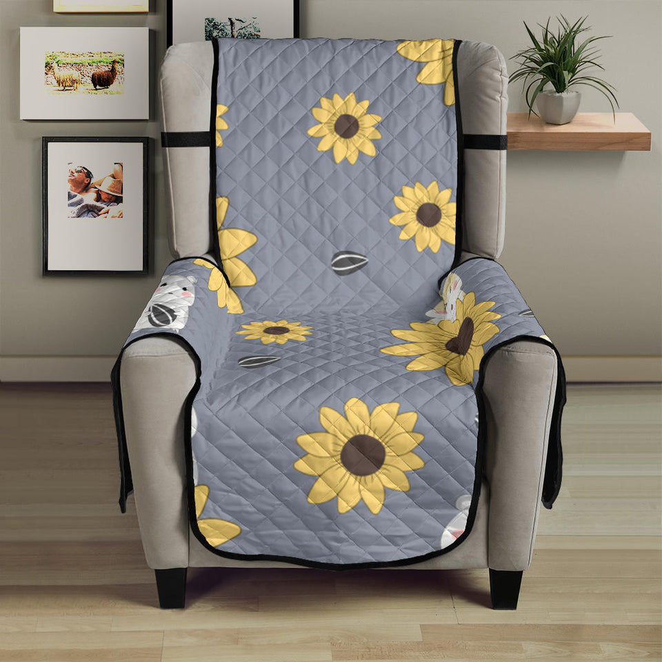 Cute hamster sunflower pattern background Chair Cover Protector