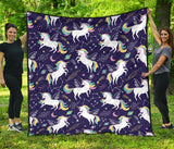 Hand Drawn Cute Unicorn Star Planet Premium Quilt