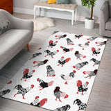 Cool Rooster Chicken Cock Floral Ornament Background Area Rug