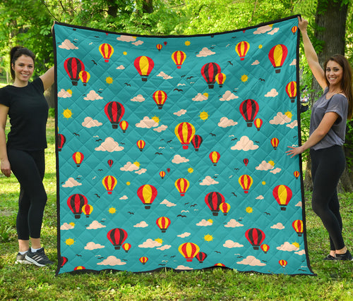 Hot Air Balloon Sky Pattern Premium Quilt