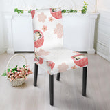 Daruma Japanese Wooden Doll Cherry Blossom Flower Pattern Dining Chair Slipcover