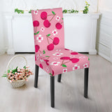 Cherry Flower Pattern Pink Background Dining Chair Slipcover