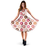 Colorful Donut Pattern Sleeveless Midi Dress