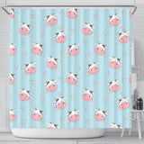 Cute Cow Flower Pattern Shower Curtain Fulfilled In US
