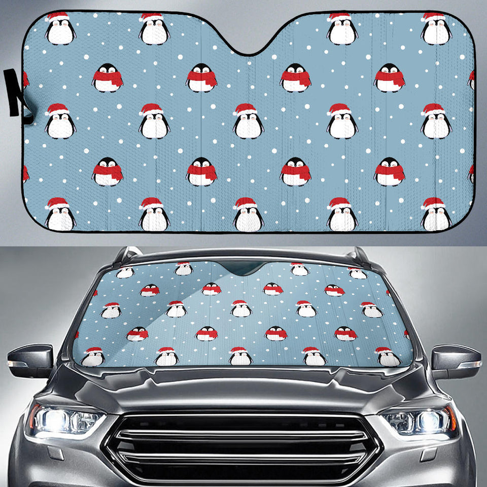 Cute Penguin Christmas Snow Pattern Car Sun Shade