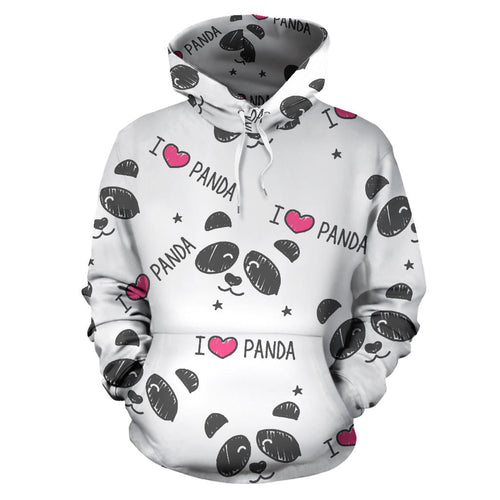 Hand Drawn Faces Of Pandas Pattern Men Women Pullover Hoodie
