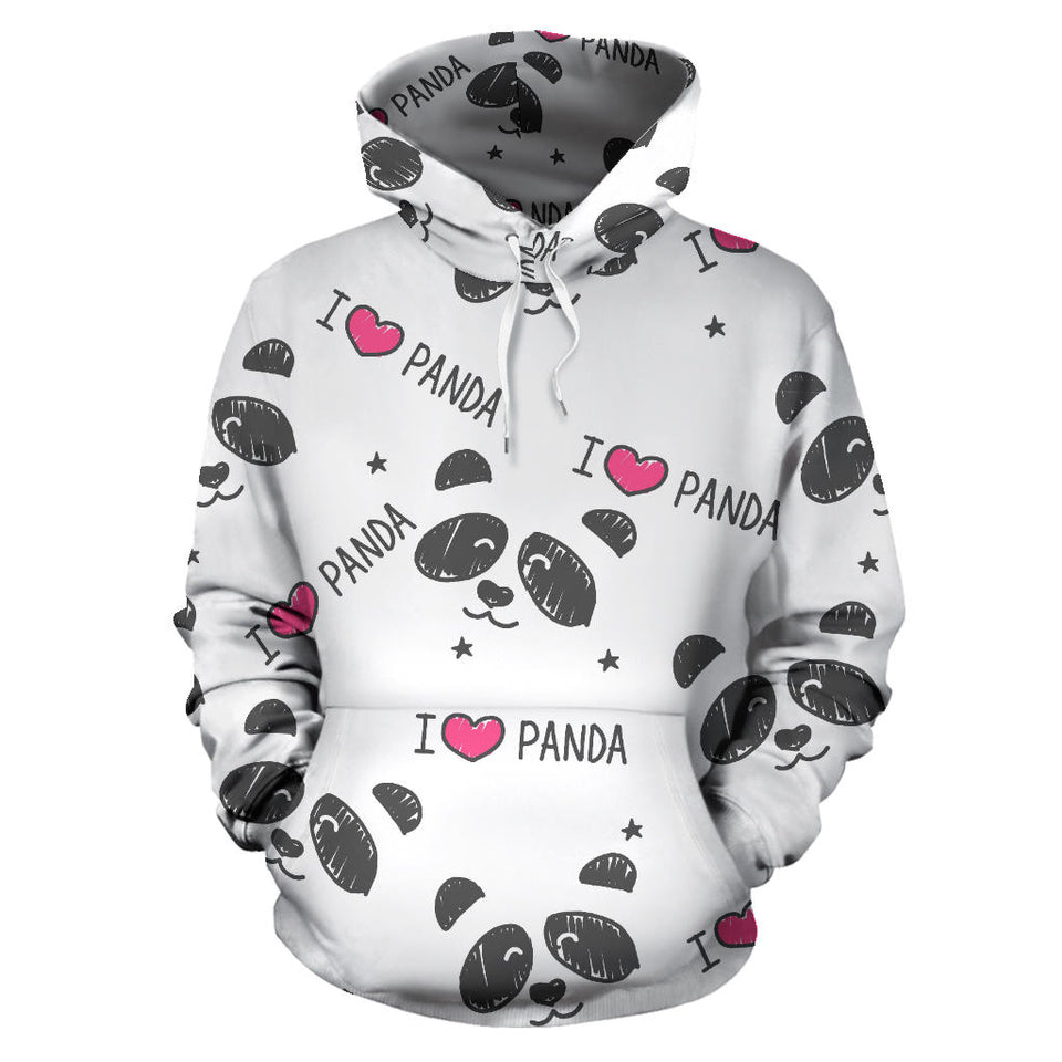Hand Drawn Faces Of Pandas Pattern Men Women Pullover Hoodie