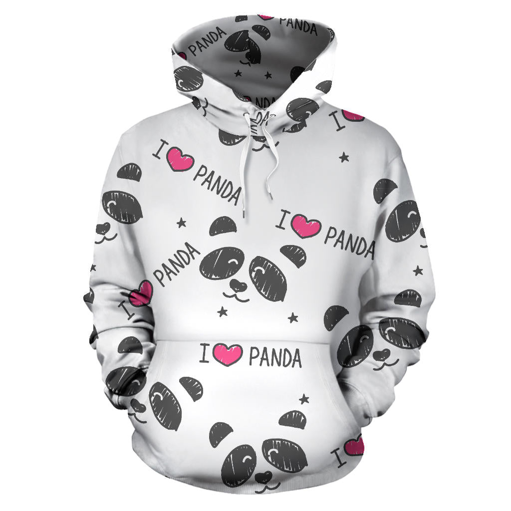 Hand Drawn Faces Of Pandas Pattern Men Women Pullover Hoodie
