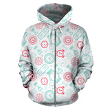 Clock Time Pattern Blackground Zip Up Hoodie