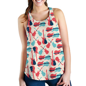 Red Blue guitar pattern Women Racerback Tank Top