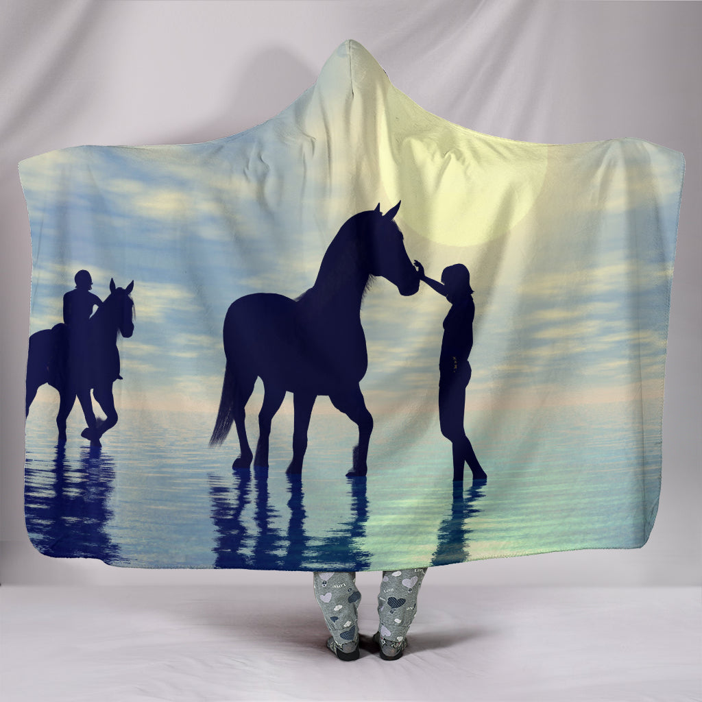 Sunset Horse Hooded Blanket