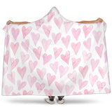 Watercolor Pink Heart Pattern Hooded Blanket