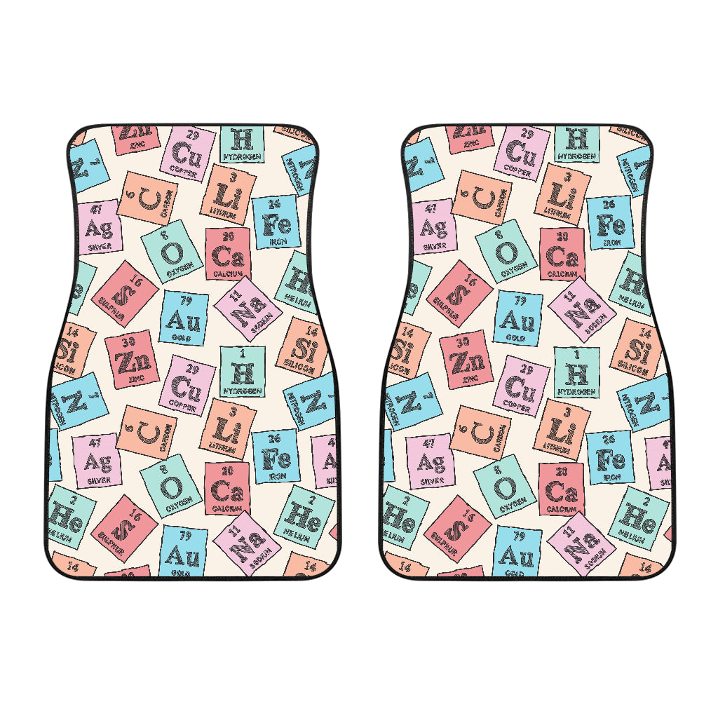 Chemistry Periodic Table Pattern Print Design 02 Front Car Mats