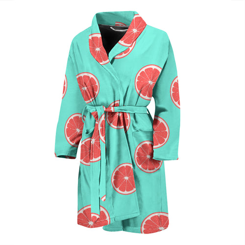 Grapefruit Green Background Men'S Bathrobe