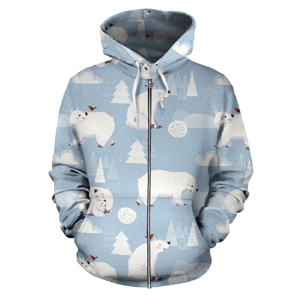 Cute Polar Bears Christmas Decoration Pattern Zip Up Hoodie