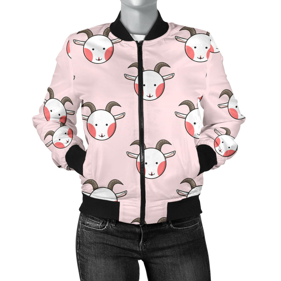 Cute Goat Pattern Women'S Bomber Jacket