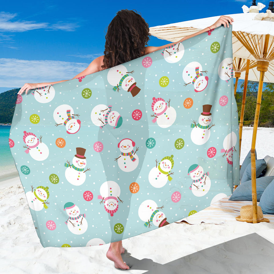 Cute Snowman Snowflake Pattern Sarong