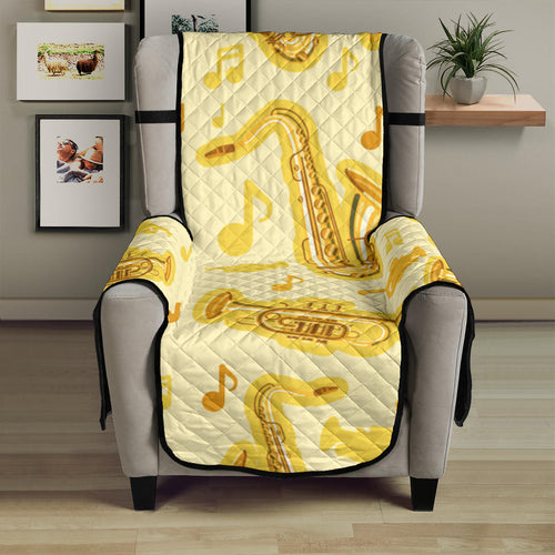 Saxophone cornet pattern yellow background Chair Cover Protector