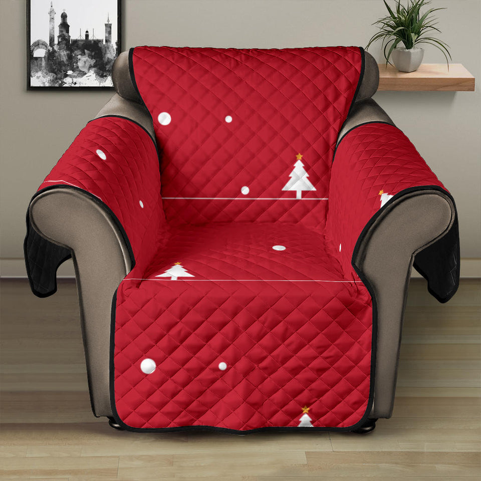 Christmas tree star snow red background Recliner Cover Protector