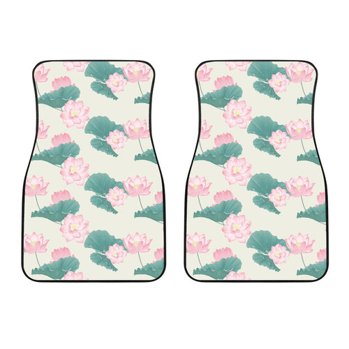 Pink Lotus Waterlily Leaves Pattern Front Car Mats