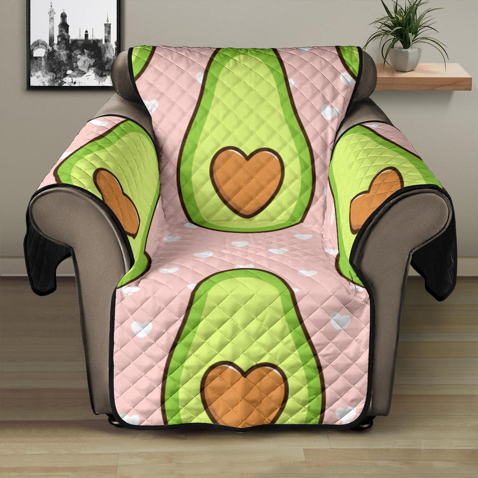 Avocado heart pink background Recliner Cover Protector