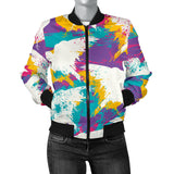Colorful Crow Illustration Pattern Women'S Bomber Jacket