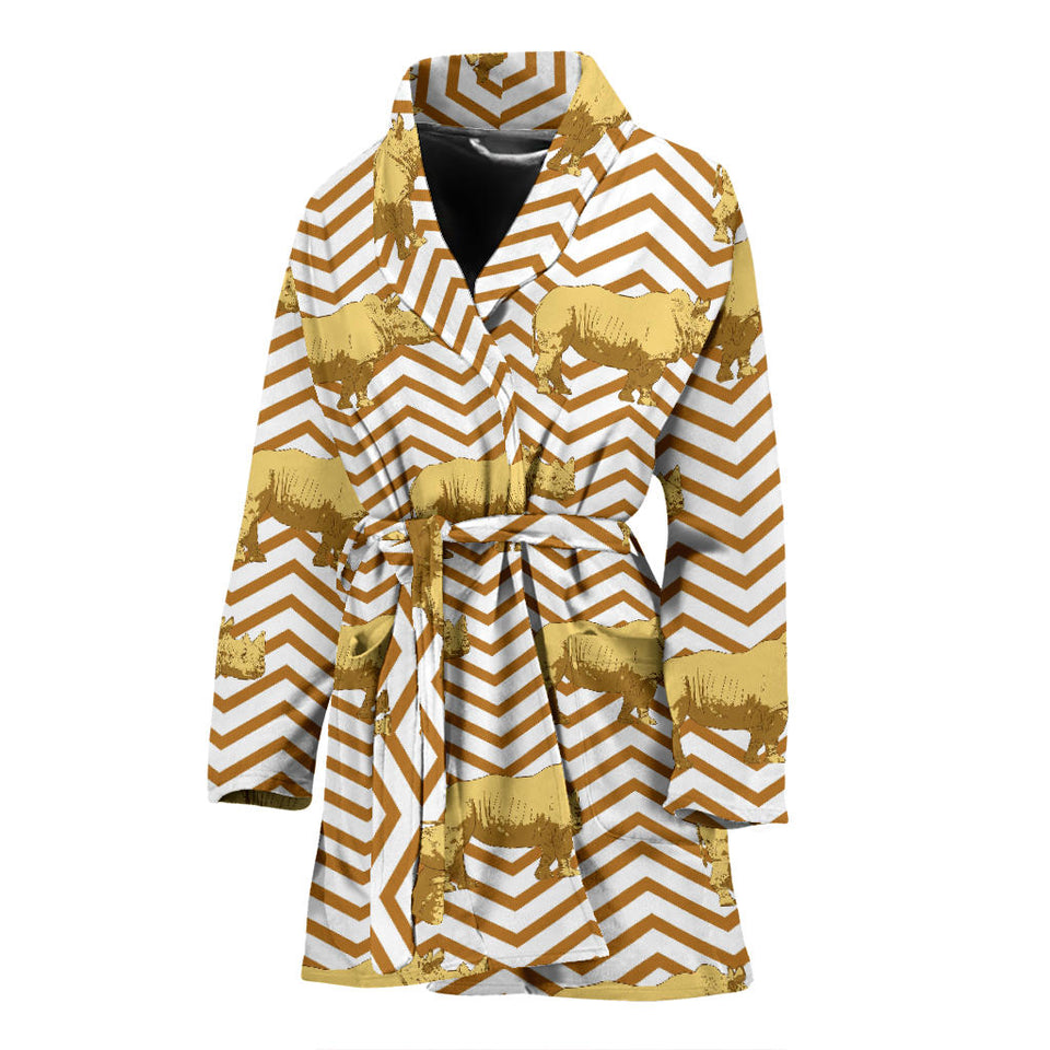 Rhino Yellow Theme Pattern Women'S Bathrobe