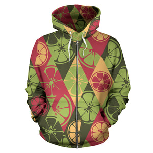 Cool Geometric Lime Pattern Zip Up Hoodie