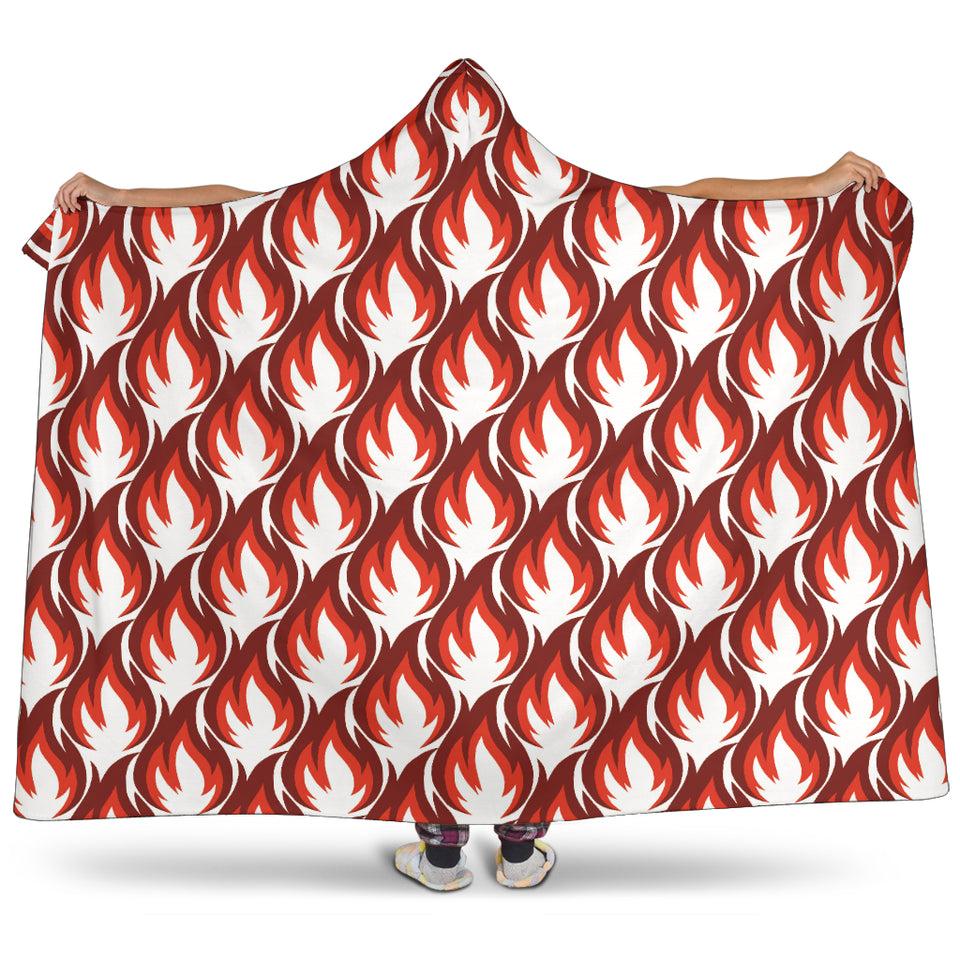 Fire Flame Symbol Design Pattern Hooded Blanket