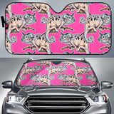 Chameleon Lizard Pattern Pink Background Car Sun Shade